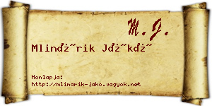 Mlinárik Jákó névjegykártya